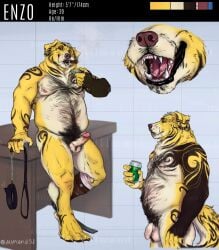 2024 allmand52 anchor_tattoo anthro arm_tattoo ass ball_tuft balls belly_hair biceps blue_eyes body_hair calf_muscles canid canine canis chest_hair chest_tattoo chin_piercing cigar collar deltoids domestic_dog ear_piercing enzo_(allmand52) erection eyebrow_piercing facial_hair facial_piercing facial_tattoo facial_tuft fangs flaccid forearm_muscles forearm_tattoo forearms foreskin front_view genitals hairy hairy_balls hand_tattoo happy_trail head_tilt hi_res leash leg_wrap lighter looking_at_viewer male mammal manly mature_male model_sheet moustache musclegut muscular muscular_arms muscular_legs muscular_thighs navel nipple_piercing nipples nude open_mouth penis piercing shoulder_tattoo side_view simple_background smile smiling_at_viewer smoking smoking_cigar solo standing tattoo teeth triceps tuft uncircumcised vein veiny_penis