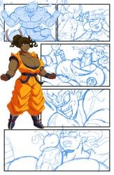 black_girl comic comic_page curvy_female debris demon_male demonroyal dragon_ball dragon_ball_z forced_paizuri hair_bun huge_breasts kiki_(demonroyal) male muscles muscular muscular_male paizuri paizuri_under_clothes power_up roughness royal_(demonroyal) shocked shocked_expression shocked_eyes tied_hair titjob turtle_school_uniform veiny_muscles veiny_penis wip work_in_progress