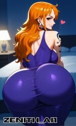 ai_generated dress huge_ass huge_breasts large_ass large_breasts leaning_forward looking_at_viewer looking_back nami_(one_piece) one_piece zenithai