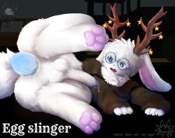1boy balls bottomless bunny dead_rails egg_laying furry male nothingaysser paws penis reference_image roblox roblox_avatar roblox_game robloxian self_upload tagme tail text