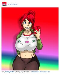 !!! 1girls 2010s 2013 5ifty alternate_body_type alternate_breast_size big_breasts big_thighs blue_eyes bra_visible_through_clothes brown_pants caption captions cartoon_character cartoon_network curvaceous curvaceous_female curvaceous_figure curves curvy curvy_body curvy_female curvy_figure curvy_hips curvy_thighs deviantart fair-skinned_female foster's_home_for_imaginary_friends frankie_foster freckles freckles_on_face green_jacket hair hair_ornament happy happy_female hashtag holding_object holding_phone hourglass_figure hourglass_figured_female huge_boobs huge_breasts human instagram jacket jacket_on_shoulders jacket_open jay-marvel midriff midriff_baring_shirt multicolored_background narrow_waist navel old_art painted_fingernails painted_nails pants phone photo ponytail ponytail_(hair) ponytail_female red_hair red_hair_female red_nail_polish red_nails red_phone redhead redhead_female slim_thick slim_waist smile smiling smiling_at_viewer social_media solo solo_female solo_focus spiky_hair teeth teeth_showing thick_thighs thong_above_pants thongstraps thunder_thighs thunderthighs tight_bra voluptuous voluptuous_female white_border white_shirt white_teeth wide_hips