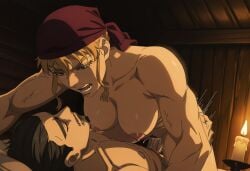 ai_generated angry_sex areola areolae ari_(vinland_saga) bed big_breasts black_hair_male blonde_female blonde_hair blonde_hair_female blue_eyes breasts cowgirl cowgirl_position cum_in_pussy dominant_female hard_sex large_breasts mature_female mature_woman muscle_mommy nipples nordinex5 norse_woman on_bed penile_penetration penis penis_in_pussy riding riding_cock riding_penis rough_sex semen sex sperm stable_diffusion toned_body toned_female vagina vaginal_fluids vaginal_juices vaginal_penetration vaginal_sex viking viking_female vinland_saga ylva_(vinland_saga)