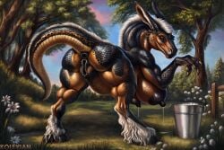 3_fingers ai_assisted big_ass big_breasts big_breasts biped bipedal black_anus black_areola black_pussy black_scales blue_eyes blue_sky brown_body brown_skin bucket bucket_of_milk clawed_fingers claws closed_mouth deviantart_username digitigrade donut_anus feral firm_ass firm_breasts from_behind heavy_breasts hooves huge_breasts kolexian large_areolae large_ass large_breasts large_butt large_thighs long_ears long_eyelashes looking_at_viewer looking_back looking_back_at_viewer milk milk_drip milk_leaking muscular muscular_arms muscular_ass muscular_female muscular_legs muscular_thighs not_ai_generated nude nude_anthro nude_female original original_character patreon_username posing posing_for_the_viewer pregnant pregnant_female pussy rabbit_ears raised_tail seductive self_upload sexy sexy_pose signature smile spikes spikes_(anatomy) spread_legs spreading thick_neck thick_thighs trees white_fur white_mane