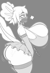 1girls 2d 2d_(artwork) ass axolotl big_ass big_breasts breasts cleavage cleavage_overflow dildo_in_mouth dildo_mask elbow_gloves facemask female female_only greyscale hourglass_figure huge_ass huge_breasts huge_thighs ineffective_skirt large_ass large_breasts mask massive_ass massive_breasts microskirt miniskirt monochrome rollerlane side_view skindentation skirt solo solo_female tail tank_top thick_thighs thigh_highs thighhighs thighs useless_skirt vitzy_(vitzypie) vitzypie