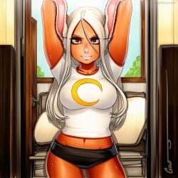 2025 ai_generated animal_ears artist_name boku_no_hero_academia breasts crazyfishbones female mirko rabbit_ears rabbit_girl red_eyes solo white_hair