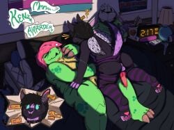absurd_res acid_qt alligator alligatorid animal_genitalia animal_penis anthro areola avian bedroom big_areola bird black_body black_fur black_scalera blue_pupils blush border_collie branded canid canine canine_genitalia canine_penis canis clothing clothing_aside collie columbid crocodilian domestic_dog duo english_text female fur genitals green_areola green_body green_scales hair herding_dog hi_res hititecstasy hybrid interrobang kellidile_(hititecstasy) knee_on_pussy legwear lgbt_pride male male/female mammal nude overweight overweight_female pastoral_dog pawpads penis pigeon pink_hair plushie pride_colors pupils purple_body purple_fur reptile scales scalie sex sex_toy sheepdog sleep_bubble sleep_molestation sleep_sex sleep_talking sleeping stitch_(sewing) text thigh_highs trans_(lore) trans_woman_(lore) transgender_pride_colors underwear underwear_aside vibrator