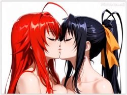 2girls ai_generated akeno_himejima high_school_dxd lesbian_couple lesbian_domination lesbian_focus lesbian_kiss lesbian_sex rias_gremory yuri yuri yuri