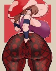 1girls artist_request digging_up_in_they_ass flare_pants huge_ass looking_back tagme