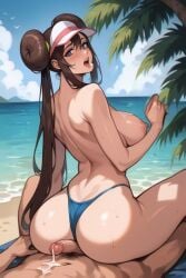 ai_generated ass assjob back_view beach big_ass big_breasts bikini bikini_bottom blue_bikini blue_eyes breasts brown_hair buttjob cap cum daytime double_bun ejaculation faprunner78 hair_bun hat hips in_public long_hair looking_at_viewer looking_back natural_breasts nipples open_mouth outdoors penis plump_ass pokemon public public_exposure public_indecency public_nudity rosa_(pokemon) round_ass sideboob sitting_on_lap slim_girl slim_waist small_penis sunny thick_thighs thighs tied_hair topless waist wide_hips