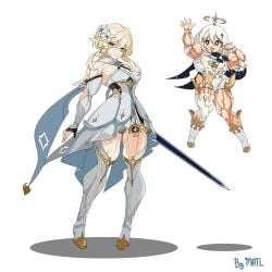 2girls abs biceps breasts could_be_bigger female genshin_impact matl muscles muscular muscular_arms muscular_female muscular_legs muscular_thighs needs_breasts needs_larger_breasts needs_more_mass paimon_(genshin_impact) pecs