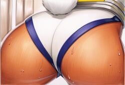 2025 ai_generated animal_ears artist_name ass ass_focus close-up crazyfishbones female from_behind mirko solo swimsuit tail thighs