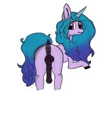 anatomically_correct anatomically_correct_anus anatomically_correct_genitalia anatomically_correct_penis blue_hair dock_(anatomy) equine_anus equine_genitalia equine_penis izzy_moonbow_(mlp) mane mare my_little_pony pony presenting presenting_anus presenting_hindquarters presenting_penis purple_fur rule_63 tail