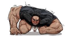 bara boku_no_hero_academia boner bulge clothing erection erection_under_clothes headkerchief iwao_oguro knuckleduster_(my_hero_academia) male male_only masculine_male masked masked_male muscular muscular_male my_hero_academia nongnakk penis penis_outline solo solo_male sweat sweating underwear vigilante:_my_hero_academia_illegals