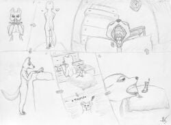 2025 absurd_res ambiguous_gender anthro ass bedroom_eyes black_eyes black_nose blush blush_lines bodily_fluids breasts canid canine canis carrying_another comic curvilinear digitigrade directional_arrow duo ears_back english_text exclamation_point female female/ambiguous feral fluffy fluffy_nipples fluffy_tail furniture genitals graphite_(artwork) greyscale hatching_(art) heart_symbol hesitant hi_res just_w mammal midriff monochrome mouse mouth_shot murid murine narrowed_eyes nude nude_female numbered_sequence onomatopoeia open_mouth pawpads paws pillow pivoted_ears pointy_ears prick_ears pussy rodent seductive shaded signature sound_effects squint string surprised sweat sweatdrop tail teeth_showing tether text thinking tongue tongue_out traditional_media_(artwork) uvula vore walking wolf
