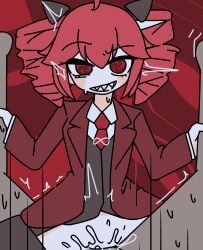 1boy 1girls amazon amazon_position color dark-skinned_male dominant_female execution_clap_(trap_chick) female female_focus femdom grey_body kasane_teto light_skin male_pov malesub motion_lines mv_character pixiv_link pov red_eyes red_hair sharp_teeth submissive_male sweat twin_drills utau voifoooork