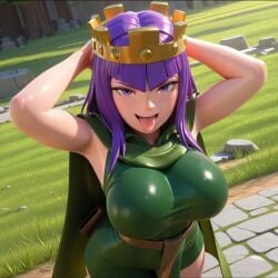 1girls 3d 3d_(artwork) 3d_artwork absurd_res absurd_resolution absurdres ai_generated archer_queen archer_queen_(clash_of_clans) archer_queen_(clash_royale) artist_request athletic athletic_body athletic_female big_ass big_breasts big_butt blush blushed_face blushing_at_viewer blushing_female breasts busty busty_female busty_girl cape clash_(series) clash_of_clans clash_royale clothed clothing crown curvaceous curvaceous_female curvaceous_figure curvy curvy_body curvy_female curvy_figure curvy_hips cute cute_expression cute_eyes cute_face cute_female dress dressed ears exposed_legs exposed_thighs eyebrows eyelashes eyeshadow eyewear female female_only female_solo from_above front_view fully_clothed fully_dressed glistening glistening_body glistening_eyes glistening_legs glistening_skin grass grass_field green_cape green_clothing green_dress green_skirt half-closed_eyes hands_behind_head headwear hi_res high_quality high_resolution highres huge_boobs huge_breasts large_boobs large_breasts legs long_hair looking_at_viewer open_mouth open_smile path purple_eyes purple_hair seductive seductive_body seductive_eyes seductive_look seductive_mouth seductive_smile shiny shiny_body shiny_clothes shiny_hair shiny_skin skirt slim_waist small_waist smile smiling smiling_at_viewer smooth_body smooth_skin solo_female standing stone_path supercell supercell_(company) teeth teeth_showing teeth_visible thin_waist tongue tongue_out tree trees upper_teeth upper_teeth_only