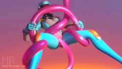 3d animated areolae blender breasts clothing female female_only meltrib nipples no_sound overwatch penetration pussy restrained solo spread_legs tentacle tentacle_grab torn_clothes tracer vaginal_penetration video