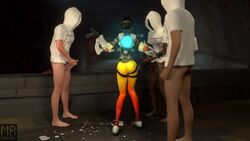 1girls 3boys 3d animated ass blender brown_hair buttjob cum cum_on_face dancing dat_ass erection female male masturbation meltrib no_sound overwatch penis short_hair straight tracer video