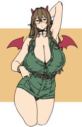 brown-haired glasses elf (houtengeki) from original by houtengeki