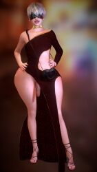1boy 3d 3d_(artwork) 3d_model 3d_render belly_button big_lips bimbo bimbo_body bimbo_femboy blindfold blurred_background blurry_background choker dress feet femboy femboy_only flaccid flaccid_penis garycamehome going_commando hand_on_hip high_heels highres huge_lips light-skinned_male male male_only nier:_automata nier_(series) no_panties no_underwear open_toe_heels open_toe_shoes otoko_no_ko painted_nails painted_toenails penis phone_wallpaper pose posing public_exposure public_indecency purse red_dress revealing_clothes self_upload sissy skimpy_dress smile smiling smiling_at_viewer sole_male solo stud_earrings thick_lips thick_thighs virt-a-mate virtamate voluptuous_femboy voluptuous_male white_hair wide_hips yorha_9s