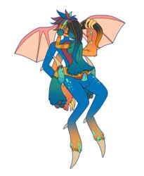 1boy1girl anal anthro artist_name cowgirl_position fur hybrid masked_poewk multi_arm multi_limb my_singing_monsters paws poewk pomily pompom_(my_singing_monsters) pulling_hair riff self_upload sooza tagme twintails watermark wings wings_on_head