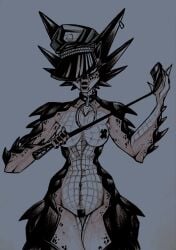 1girls armadillo_girdled_lizard artist_name artist_signature bdsm_outfit belt_tailed_lizard black_claws black_nipples black_scales bondage breasts cap choker claws countershade_face countershade_legs countershade_tail countershade_torso countershading darya_(tlen_borowski) female furry-specific_piercing horn_piercing horn_ring leather_cap legs lizard lizard_girl looking_at_viewer medium_breasts multicolored_body multicolored_scales mythological_creature mythological_scalie mythology naked navel nipple_tape nude pussy pussy_tape reptile reptile_girl reptile_humanoid scalie scalie_female sharp_claws slim slim_female spiked_head spiked_shell spiked_tail spikes spikes_(anatomy) tan_scales tape thin_female thin_waist tlen_borowski traditional_media_(artwork) whip