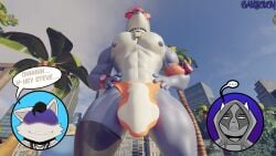 3d_(artwork) anthro asian_mythology black_hair bulge camseven cheek_tuft clock cross-popping_vein detailed_bulge dialogue digital_media_(artwork) domestic_cat east_asian_mythology epic_games eyewear facial_tuft felid feline felis fish fortnite fur fur_tuft group hair hands_on_hips hi_res hood japanese_mythology male mammal marine meowdas muscular muscular_anthro muscular_male mythology nekomata nipples nyanja_(fortnite) palm_tree pecs plant safety_first_steve_(fortnite) shark sky speech_bubble sunglasses talking_to_another teeth tree trio tuft watch whistle_(object) wristwatch yokai