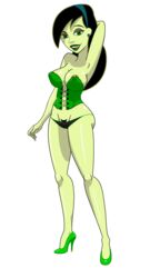 1girls alternate_version_available areola_slip arms_behind_head bare_shoulders big_breasts black_hair black_panties breasts busty cleavage corset curvy disney disney_channel ear_piercing earrings erect_nipple erect_nipples eyeliner eyeshadow female female_only fnbman front_view green_eyes green_lipstick green_skin hair_ornament hairband hairy_pussy hand_behind_head hands_behind_head high_heels hourglass_figure human kim_possible large_breasts lingerie lipstick long_hair looking_at_viewer makeup midriff miss_go nipple_bulge nipples open_mouth panties piercing pose posing pubes pubic_hair shego shiny shiny_skin simple_background solo standing underwear voluptuous white_background wide_hips