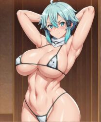 ai_generated bikini breasts female gif happy hot huge_breasts sexy_armpits sexy_body sinon sword_art_online