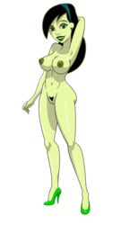 1girls alternate_version_available areola_slip arms_behind_head bare_shoulders big_breasts black_hair breasts busty cleavage curvy disney disney_channel ear_piercing earrings erect_nipple erect_nipples eyeliner eyeshadow female female_only fnbman front_view green_eyes green_lipstick green_nipples green_skin hair_ornament hairband hairy_pussy hand_behind_head hands_behind_head high_heels hourglass_figure human innie_pussy kim_possible lipstick long_hair looking_at_viewer makeup miss_go naked naked_footwear naked_heels nipples nude open_mouth piercing pose posing pubes pubic_hair pussy shego shiny shiny_skin simple_background solo standing voluptuous white_background wide_hips