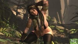 1girls 3d areolae big_breasts breasts brown_eyes brown_hair capcom female female_only functionally_nude functionally_nude_female hagiwara_studio hi_res large_breasts monster_hunter monster_hunter_world serious_handler sling_bikini slingshot_swimsuit solo thick_thighs thighs wide_hips