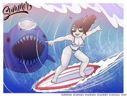 android android_girl antennae beach beach_towel beepo_(chunkymoon) belly_button big_ass big_breasts big_butt black_hair blue_bikini blue_bikini_bottom blue_bikini_top blue_eyes breasts bubble_ass bubble_butt enormous_ass enormous_breasts eyelashes female female_focus female_only glasses huge_breasts huge_butt large_ass large_breasts machine metallic_body robot robot_girl robot_humanoid robot_joints shark sole_female surfing thick_ass thick_butt thick_hips thick_thighs voluptuous voluptuous_body voluptuous_female white_body
