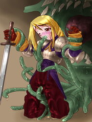 1girls agrias_oaks armor arms_up blonde_hair blush bound bound_arms bound_legs captured fellatio female female_warrior final_fantasy final_fantasy_tactics final_fantasy_tactics_(original) forced forced_in_fabric forced_oral gloves grabbing_from_behind hands_up implied_penetration kneeling malboro monster monster_rape oral penetration rape restrained skirt sword tagme tears tentacle tentacle_in_mouth tentacle_rape tentacle_under_clothes tentacles_under_clothes through_clothes vaginal_penetration weapon wince