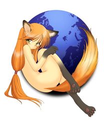 animal_ear artist_request blush cute female firefox firefox-tan fox_ear fox_tail giantess long_hair mascot nude orange_hair os-tan paws site-tan tail yellow_eyes