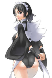 anime_style back_view big_breasts black_eyes black_hair digital_media_(artwork) iroha large_breasts looking_at_viewer maid_cap maid_headdress nagase_haruhito samurai_shodown short_hair smile smiling_at_viewer snk tagme underwear