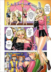 bunny_girl_(dq8) clothing color comic dragon_quest dragon_quest_viii dress erect_nipples erect_nipples_under_clothes female hero_(dq8) hikami_dan jessica_albert large_breasts morrie_mozzarella princess_minnie