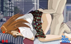 asuka_langley_sohryu censored clothing cum neon_genesis_evangelion pubic_hair ra_nomonto skirt tagme