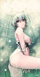 medium_breasts neon_genesis_evangelion one-piece_swimsuit rei_ayanami shower swimsuit tagme yuji