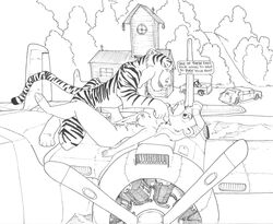 anthro bear disney female fur furry male mammal monochrome nipples rebecca_cunningham shere_khan straight tagme talespin tiger