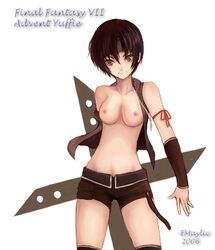 breasts female female_only final_fantasy final_fantasy_vii final_fantasy_vii_advent_children headband human kara_(color) photoshop shuriken solo straight_hair weapon yuffie_kisaragi