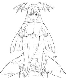 110-groove censored clothed_sex clothing darkstalkers drawn girl_on_top itou_yuuji morrigan_aensland small_breasts tagme torn_clothes