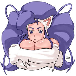 110-groove blue_hair breasts catgirl darkstalkers felicia itou_yuuji large_breasts medium_breasts