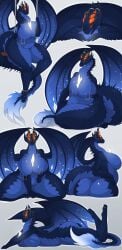 big_breasts blue_tongue breast_piercing breasts constellation dragon dragon_girl female female_only jewelry jewelry_only milf monster_girl monster_hunter scales spiked swing wings xeno'jiiva xenochelle