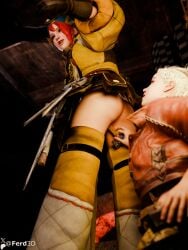 2girls 3d 3d_(artwork) blonde_female blonde_hair capcom clothed_female clothed_female_nude_female clothing dildo dildo_insertion female female_only ferd3d from_behind gemma_(monster_hunter_wilds) minayle monster_hunter monster_hunter_rise monster_hunter_wilds partially_clothed partially_nude red_hair suprised_look yuri