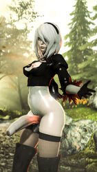 1futa 3d absurdres areolae balls breasts erection foreskin futa_only futanari highres huge_cock intersex mitrild-sfm nier nier:_automata nipples penis solo solo_futa source_filmmaker testicles thighhighs uncut yorha_2b