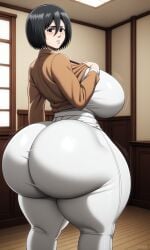 1girls ai_generated ass ass_bigger_than_head ass_bigger_than_torso ass_cheeks ass_focus attack_on_titan back_view big_ass big_breasts big_butt black_eyes black_hair bottom_heavy bubble_ass bubble_butt butt_focus caked_up cellulite curvaceous curvy curvy_female curvy_figure curvy_hips dumptruck_ass female female_focus female_only fully_clothed gigantic_ass inminent_sex kodansha large_ass leggings light-skinned_female light_skin looking_at_viewer looking_back mikasa_ackerman military_uniform pants pawg plump_ass plump_butt presenting_ass shingeki_no_kyojin short_hair spankable spankable_ass squatting steam steaming_body steamy_ass sweat sweaty_ass sweaty_thighs thick thick_ass thick_legs thick_thighs tight_clothes tight_clothing tight_pants uniform viewed_from_below voluptuous voluptuous_female white_pants wide_ass