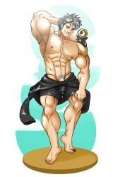 armpit armpit_hair balls bara big_penis bulge flaccid giganuramaki hand_behind_head male male_only meltan muscles muscular nintendo penis pokemon pokemon_go solo solo_male wet willow_(pokemon)