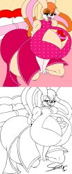 anthro black_and_white boob_window box_of_chocolates bunny_ears bunny_girl colored diamond female_only heart_symbol huge_breasts incredistar on_bed pink_sheets sonic_(series) sonic_the_hedgehog_(series) valentine's_day vanilla_the_rabbit