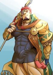 1boy alternate_costume balls bara big_penis boner bulge erection erection_under_clothes facial_hair fire_emblem fire_emblem_heroes giganuramaki male male_only muscles muscular nintendo penis saber_(fire_emblem) solo solo_male