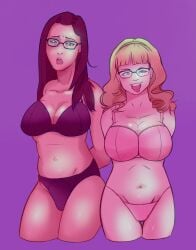 amy_fowler bernadette_rostenkowski-wolowitz blonde_hair bra brown_hair glasses nerd nerdy_female panties the_big_bang_theory underwear